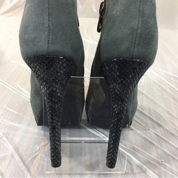 EUC Sofia Vergara grey suede stiletto platform ankle boots w snakeskins accents - Picture 3 of 13